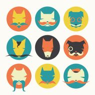 Set of stylized animal avatar bright dogs