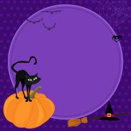 Black cat on a pumpkin Halloween Illustration