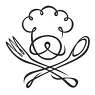 chef with spoon and fork