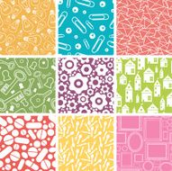 Nine Household Objects Seamless Patterns Set N2