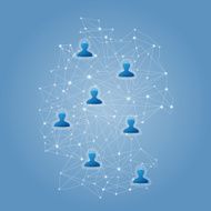 Germany network map on blue background with users