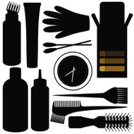 Silhouettes of Coloring products - Equipments to dye hair