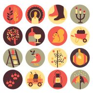 Icon set with thanksgiving and autumn silhouettes