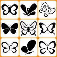 butterfly icons set