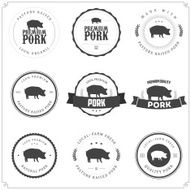 Set of premium pork labels