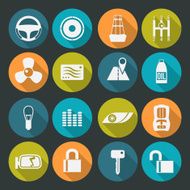 Auto accessories icons set Colors plate