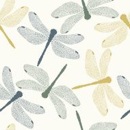 Vector Seamless Pattern with Colored Dragonflies