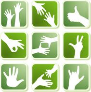 Green icons hands