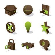 green 3D icon set 01