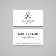 Barbershop business card design concept Logo with scissors (vintage hipster)