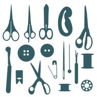 Sewing objects silhouettes set