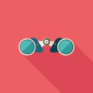 Colorful binoculars flat square icon with long shadows N2