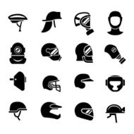 Set icons of helmets and masks N2