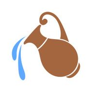 Vector silhouette of clay jar with water