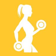 Fitness logo woman silhouette Woman holding dumbbells