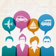 business users with transportation icons