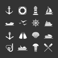 Set icons of sea beach and travel