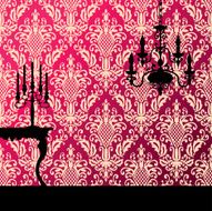 Damask and candelabra