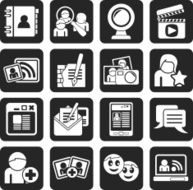 Silhouette social networking and communication icons