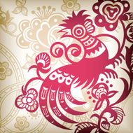 Abstract Floral and Cock