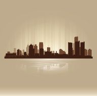 Detroit Michigan brown skyline city silhouette