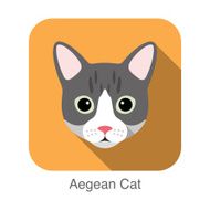 Aegean Cat Cat breed face cartoon flat icon design