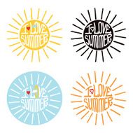 Sun from words I love summer Typography Design