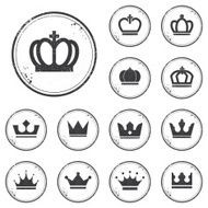 Isolated grunge crowns set
