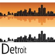 Detroit skyline in orange background