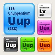 Periodic Table Elements (115-118) on Color Buttons