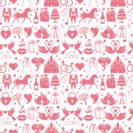 Flat Wedding Design elements in seamless pattern