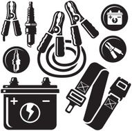 Car Battery Spark Plug Safety Belt Jump Leads Icons