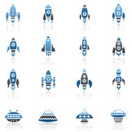 Blue Space Rocket Icons