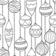 monochrome black and white seamless Pattern With Christmas Balls