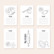 Recipe cards collection with hand drawn bakery objects N2