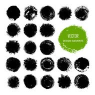 Vector set of black inky spots isolated on white background N2