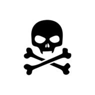 Skull icon isolated Black skull with vampire fangs