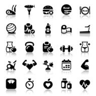 fitness &amp; health iconset black reflex