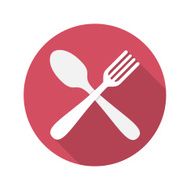 Spoon and Fork Icon With Long Shadow