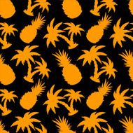 Seamless pattern with coconut palm trees and pineapples N4