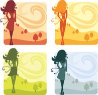 Four seasons vector woman silhouettes