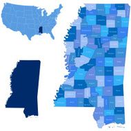 Mississippi state &amp; counties map