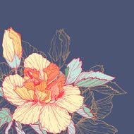 Vector floral background with bright hibiscus flower N2