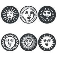 Sun faces Vector illustration