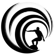 Surfing on a big wave