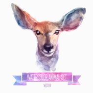 Vector set of watercolor illustrations Cute deer N2