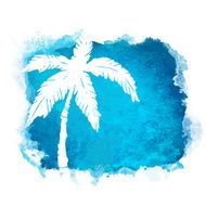 Watercolor paint stain and coconut palm tree N6