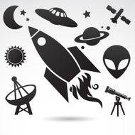 Cosmic icons isolated on white background