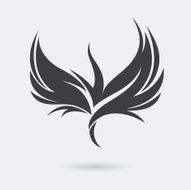 Stylized rising flying bird logo