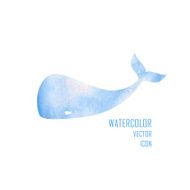 Vector watercolor image of a big whale